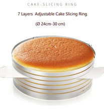 Ladda upp bild till gallerivisning, 2 St/ Pack Justerbar tårtring för jämna bottnar Justerbar Tårtbottenskärare Tårtlyftare PCS/Set Adjustable Cake Slicing Mold+ Stainless Steel Cake Cookie Pizza Bread Transfer Sheet