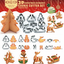 Ladda upp bild till gallerivisning, 8 St/Pack Pepparkaksformar, Julgran, Släde,Rådjur 8 PCS/Set 3D Christmas Cookie Cutter Snowman ,Xmas Tree, Deer & Sleigh,,