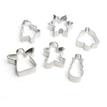 Ladda upp bild till gallerivisning, 6 St/Set Pepparkaksformar 6 PCS/SET Xmas Cookie Cutter, Pepparkaksformar- Gingerman, Xmas Tree,Snowman, Snowflake,Angel & Bell (6 PCS)