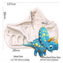 Ladda upp bild till gallerivisning, 5 St/Pack Dinosaurier Silikonform Collection 3 (4 Små & 1 Stor) 5 PCS/Set Dinosaur Silicon Mold (4 Small & 1 Big) Fondant Lera Formar Fondant Clay Mold
