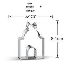 Ladda upp bild till gallerivisning, 8 St/Pack Eid Ramadan Muslim Fest Utstickare Med Stenciler Stål Måne Stjärna Mögel Eid Fondant Kaka Bakaning 8 PCS/Set Eid Ramadan Muslim Holiday Cookie Cutters قطاعة البسكويتا لعيد رمضان