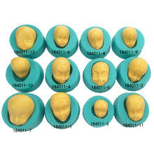 Ladda upp bild till gallerivisning, 13 St/Pack Leksakshuvud Sockerpasta Silikonformar Lera Choklad Fondant 13 PCS/Set Doll Head Silicone Molds Clay Fondant Chocolate
