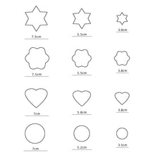 Ladda upp bild till gallerivisning, 12St/Pack Blandad Rostfritt Stål Utstickare Pepparkaksform Hexagram Blomma Rund Hjärta