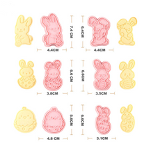 Ladda upp bild till gallerivisning, 6 St Påsk Utstickare Kakformar Utsticksform Med Prägel - 6pcs / set Press Stamp Easter Fondant Cookie Cutter Mold
