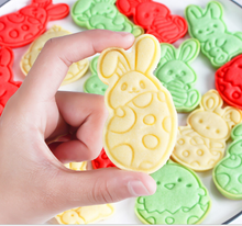 Ladda upp bild till gallerivisning, 6 St Påsk Utstickare Kakformar Utsticksform Med Prägel - 6pcs / set Press Stamp Easter Fondant Cookie Cutter Mold