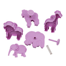 Ladda upp bild till gallerivisning, 4 St/Pack Djungeldjur Kakstämplar Utstickare 4 PCS Animal Press Stamp Cookie Fondant Cutter Mold
