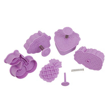 Ladda upp bild till gallerivisning, 4 St/Pack Frukter Kakstämplar Utstickare Ananas Körsbär Druva Jordgubbe 4 PCS/Set Fruit Press Stamp Cookie Fondant Cutter Mold