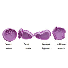 Ladda upp bild till gallerivisning, 4 St/Pack Grönsaker Kakstämplar Utstickare 4 PCS/Set Veggetable Press Stamp Cookie Fondant Cutter Mold