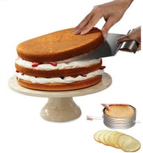 Ladda upp bild till gallerivisning, 2 St/ Pack Justerbar tårtring för jämna bottnar Justerbar Tårtbottenskärare Tårtlyftare PCS/Set Adjustable Cake Slicing Mold+ Stainless Steel Cake Cookie Pizza Bread Transfer Sheet