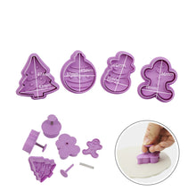 Ladda upp bild till gallerivisning, 4 St/Pack Jul Kakstämplar Utstickare Pepparkaksformar Pepparkaksform 4pcs / set Press Stamp Christmas Fondant Cookie Spring Press Cutter Mold