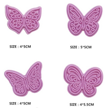 Ladda upp bild till gallerivisning, 4 St/Pack Fjäril Kakstämplar Fondant Stämpel Formar 4 PCS Butterfly Fondant Embossing Press Mold Embossed Design For Fondant Cupcake Wedding Cake Decoration