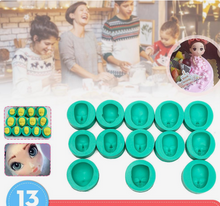 Ladda upp bild till gallerivisning, 13 St/Pack Leksakshuvud Sockerpasta Silikonformar Lera Choklad Fondant 13 PCS/Set Doll Head Silicone Molds Clay Fondant Chocolate