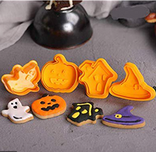 Ladda upp bild till gallerivisning, 4 St/Pack Halloween Kakstämplar Utstickare 4 PCS/Set Halloween Spring Press Cookied Fondant Cutter Molds