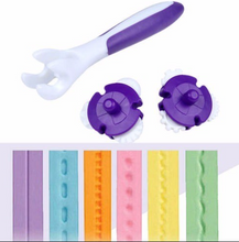 Ladda upp bild till gallerivisning, 6 i 1 Mönster Fondant Bård Bånd Utistickare 6 in 1 Pattern Fondant Stripe Embro Strip Ribbon Woven Pattern Rolling Cutter