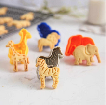 Ladda upp bild till gallerivisning, 4 St/Pack Djungeldjur Kakstämplar Utstickare 4 PCS Animal Press Stamp Cookie Fondant Cutter Mold