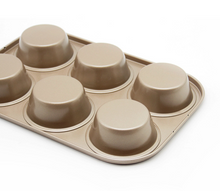 Ladda upp bild till gallerivisning, Miffinskakform Miffinskakaformar Funktion 6 hål Non-stickbeläggning Muffinsform 6 Cup Cupcake Muffin Baking Pan -Brown Golden