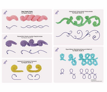 Ladda upp bild till gallerivisning, 89 Mönster /Pack Övningsset Spritsa -89 Patterns/Set Icing Piping Decorating Practice Drawing Template