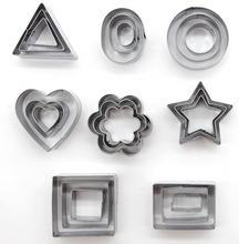 Ladda upp bild till gallerivisning, 24 St/Pack Geometriska Rostfritt Stål Utstickare 24 PCS Mixed Geometric Stainless Steel Cookie/ Fondant /Clay Cutter Star Heart Flower Round Shape