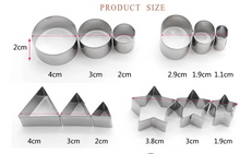 Ladda upp bild till gallerivisning, 24 St/Pack Geometriska Rostfritt Stål Utstickare 24 PCS Mixed Geometric Stainless Steel Cookie/ Fondant /Clay Cutter Star Heart Flower Round Shape