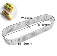 Ladda upp bild till gallerivisning, 6 St/Pack Perforerad Tårtring Dessert Mousse Perforated Oval Ring 120*35*20mm
