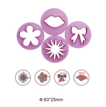 Ladda upp bild till gallerivisning, 4 St/Pack Dubbel Sida Utstickare Fondant Cupcake Dekoration Mun,Blomma Rosett 4 PCS/Set Double Side Flower Bowknot Cupcake Fondant