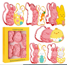 Ladda upp bild till gallerivisning, 6 St Påsk Utstickare Kakformar Utsticksform Med Prägel - 6pcs / set Press Stamp Easter Fondant Cookie Cutter Mold