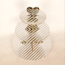 Ladda upp bild till gallerivisning, 3-Våningar Muffinsställ Flisa Yta Cupcakes Stand Sliver Surface with Sliver Stripe