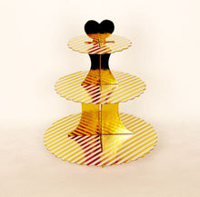 Ladda upp bild till gallerivisning, 3-Våningar Muffinsställ Flisa Yta Cupcakes Stand Sliver Surface with Sliver Stripe