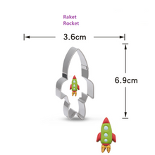 Ladda upp bild till gallerivisning, 7 St /Pack Utstickare med stenciler Fordon Bil Transport Roket Helikopter Segelbåt Collection B