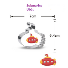 Ladda upp bild till gallerivisning, 7 St /Pack Utstickare med stenciler Fordon Bil Kollektivtrafik Motorcyle UFO Pirat Skepp Flyplan Kryssningsfartyg