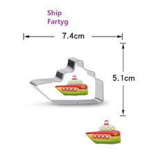 Ladda upp bild till gallerivisning, 7 St /Pack Utstickare med stenciler Fordon Bil Transport Roket Helikopter Segelbåt Collection B