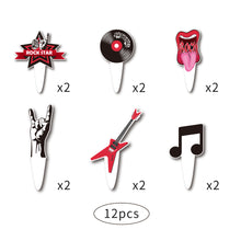 Ladda upp bild till gallerivisning, 12 St/Pack Musik Rockroll Themed Fest Cupcake Picks 12 PCS/Set Music Rockroll Themed Party Cupcake Topper