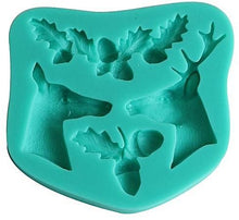 Ladda upp bild till gallerivisning, 4 i 1 Jul Silikonformar Ren Ekollon Jul Blad 4 in 1 Christmas Deer Acorn Leaves Fondant Silicone Mold
