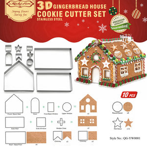 10 St/Pack 3D  Pepparkakshus  Pepparkaksform  Hus