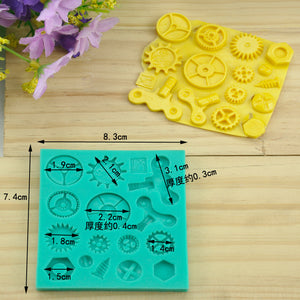 2 St/ Pack Kugghjul Silikonform Fondant Sockerpasta 2 PCS/Set Gear Gogwheel Fondant Silicone Mold Man Cake
