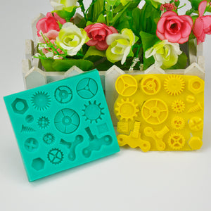 2 St/ Pack Kugghjul Silikonform Fondant Sockerpasta 2 PCS/Set Gear Gogwheel Fondant Silicone Mold Man Cake