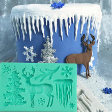 Ladda upp bild till gallerivisning, 5 i 1 Jul Silikonform Julgran Ren Snöflinga Tallblad Is 5 in 1 Christmas Fondant Mold -Pine Deer  Ice
