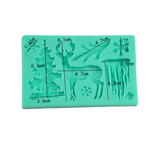 Ladda upp bild till gallerivisning, 5 i 1 Jul Silikonform Julgran Ren Snöflinga Tallblad Is 5 in 1 Christmas Fondant Mold -Pine Deer  Ice
