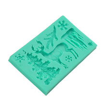 Ladda upp bild till gallerivisning, 5 i 1 Jul Silikonform Julgran Ren Snöflinga Tallblad Is 5 in 1 Christmas Fondant Mold -Pine Deer  Ice
