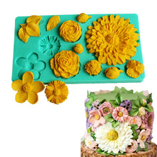 Ladda upp bild till gallerivisning, 12 i 1  Fondant Choklad Silikonformar Blanded Blommor &amp; Löv
