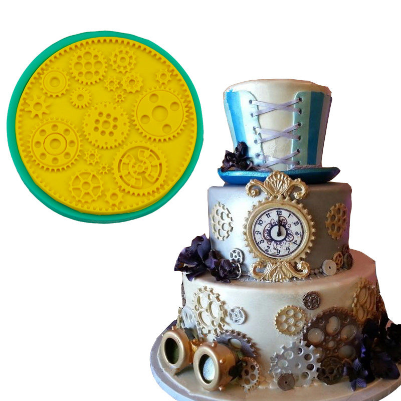 2 St/ Pack Kugghjul Silikonform Fondant Sockerpasta 2 PCS/Set Gear Gogwheel Fondant Silicone Mold Man Cake