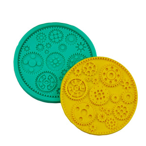 2 St/ Pack Kugghjul Silikonform Fondant Sockerpasta 2 PCS/Set Gear Gogwheel Fondant Silicone Mold Man Cake