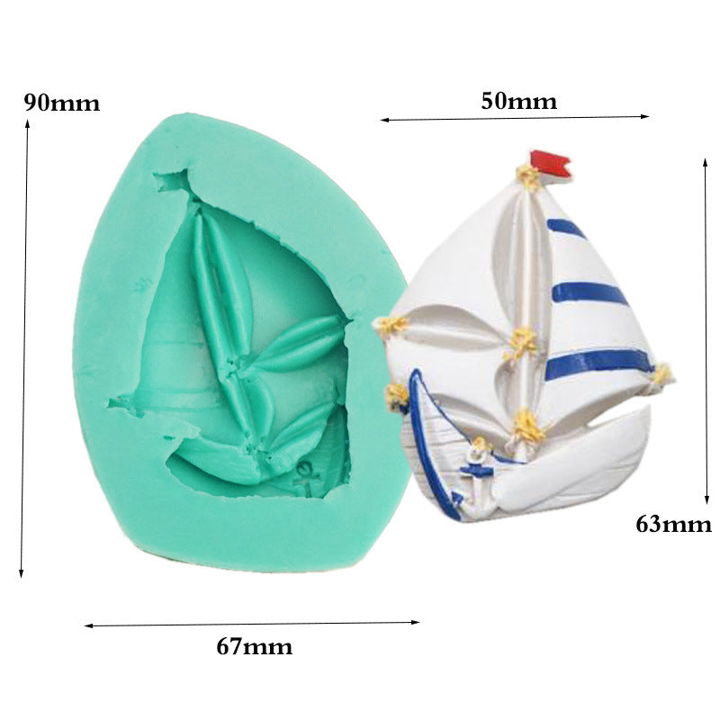Segelbåt Sockerpasta  Silikonform-A    Sailing Boat Fondant Silicone Mold A