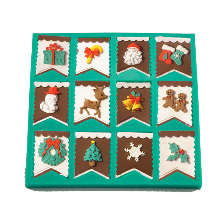 12 i 1 Fondantformar Silikon Fondant Choklad 12 in 1 Christmas Chocolate Fondant Silicone Mold