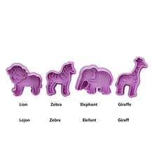 Ladda upp bild till gallerivisning, 4 St/Pack Djungeldjur Kakstämplar Utstickare  4 PCS Animal Press Stamp Cookie Fondant Cutter Mold
