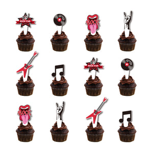 12 St/Pack  Musik Rockroll Themed Fest Cupcake Picks 12 PCS/Set Music Rockroll Themed Party Cupcake Topper