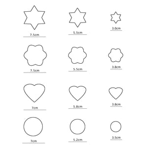 12St/Pack  Blandad Rostfritt Stål Utstickare Pepparkaksform Hexagram Blomma Rund Hjärta
