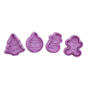 4 St/Pack Jul Kakstämplar Utstickare Pepparkaksformar Pepparkaksform   4pcs / set Press Stamp Christmas  Fondant Cookie Spring Press Cutter Mold