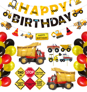 Byggnadsfordon Temafest  Dekoration Construction Vehicle & Site Themed Party  Decoration