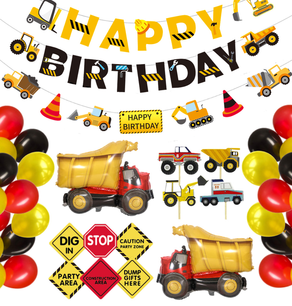 Byggnadsfordon Temafest  Dekoration Construction Vehicle & Site Themed Party  Decoration